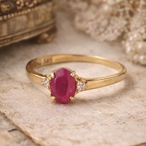 ✨ Edwardian 14K Gold Ruby & Diamond Ring ✨